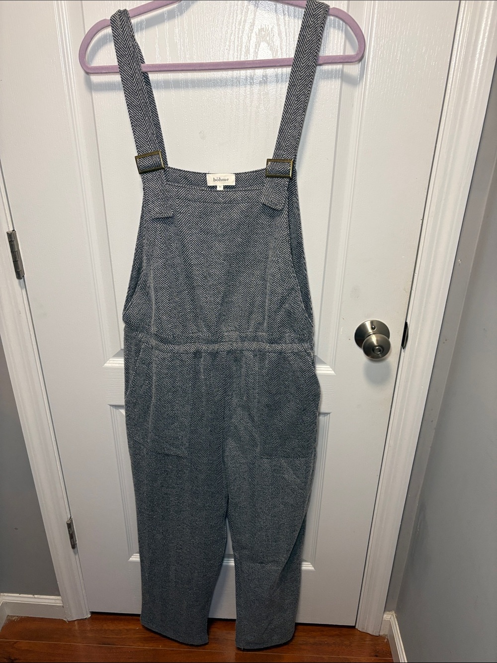 bohme Gray Herringbone Denim Overalls